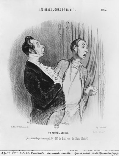 シリーズ「Les belles jours de la vie」、新しい貴族、66版、「Le Charivari」のイラスト、1845年7月2日 作： Honoré Daumier
